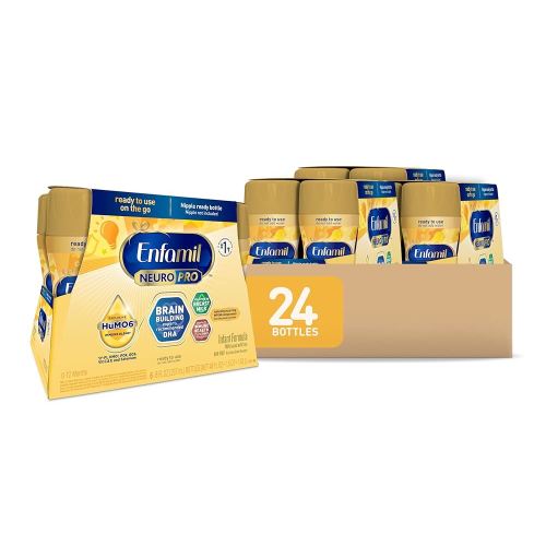 Enfamil NeuroPro Baby Formula, MFGM* 5-Year Benefit, Expert-Recommended Brain-Building Omega-3 DHA, Exclusive Immune Supporting HuMO6 Blend, Ready-to-Feed Infant Formula, Liquid, 8 Fl Oz, 24 Bottles