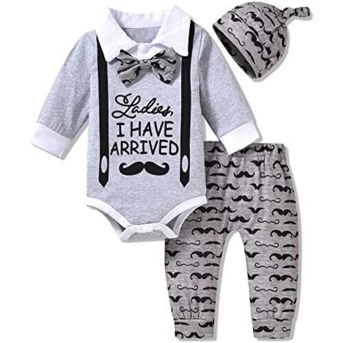 Aalizzwell Preemie Newborn Infant Baby Boys Clothes Bodysuit Romper Pants Hats Outfit Fall Winter Set