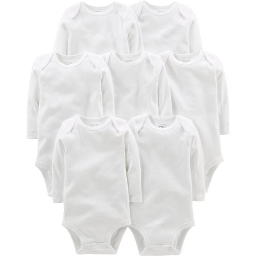 Simple Joys by Carter's Unisex Babies' Long-Sleeve Bodysuit, Pack of 7 - 0-3 Months - White