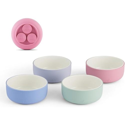 Elk and Friends Kids Porcelain Bowls with Silicone Suction Sleeve | Kids/Toddler/Baby Feeding | Microwave & Dishwasher Safe | Non slip | Cereal/Soup/Snack Dishes & Dinnerware