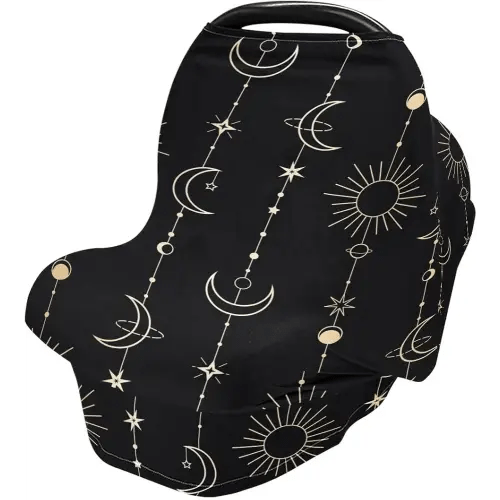 Sun Moon Stars Nursing Cover Breastfeeding Scarf, Car Seat Covers for Babies Infant Stretchy Soft Breathable Multi-Use Cover Ups, Gift for Boys Girls