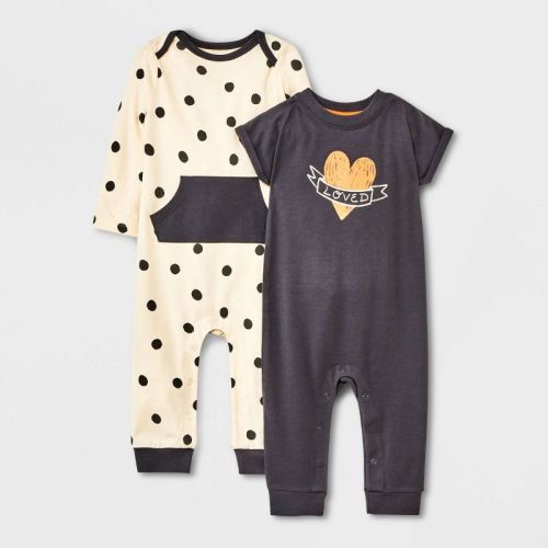 Baby 2pk 'loved' Romper Set - Cat & Jack™ Black/white Newborn