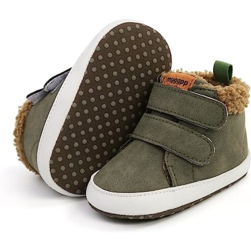SOFMUO Baby Boys Girls High Top Ankle PU Leather Sneakers Soft Rubber Sole Infant Moccasins Newborn Oxford Loafers Anti-Slip Toddler Wedding Uniform Dress Shoes