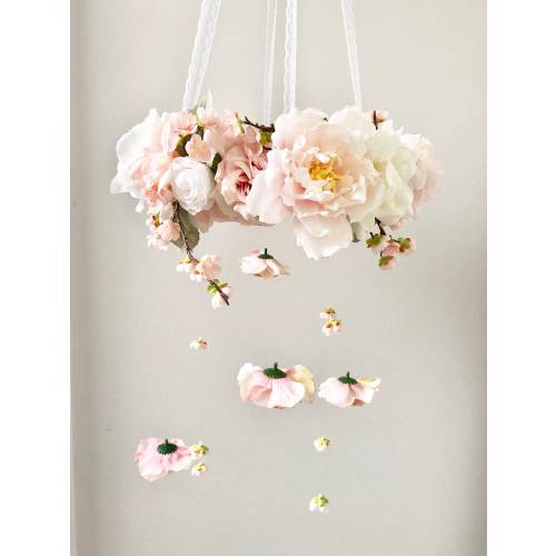 Flower Mobile, Nursery Mobile, Baby Girl Mobile, Woodland Nursery Decor, Floral Mobile