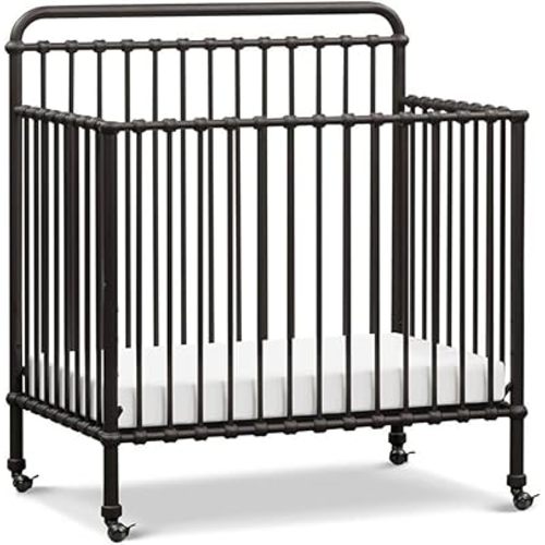 NAMESAKE Winston 4-in-1 Convertible Mini Metal Crib in Vintage Iron, Greenguard Gold Certified