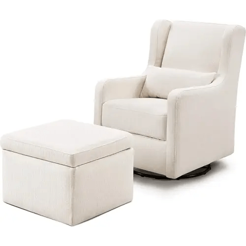 Carter's by daVinci Adrian 360° Swivel Glider Chair w/ Storage Ottoman - Water & Stain Resistant Rocking Chair Glider - GREENGUARD Gold & FSC Certified Glider Rocking Chair for Nursery & Living Room