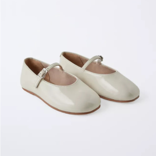 FAUX PATENT LEATHER BALLET FLATS - Off White | ZARA United States