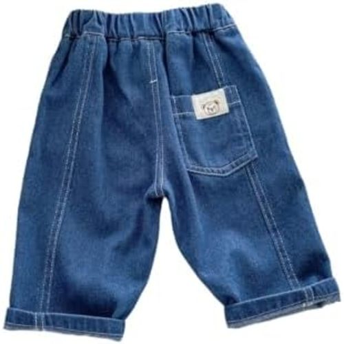 Baby Toddler Wide Leg Jeans Boys Girls High Waist Loose Denim Pants Solid Color Casual Sweatpants Trousers