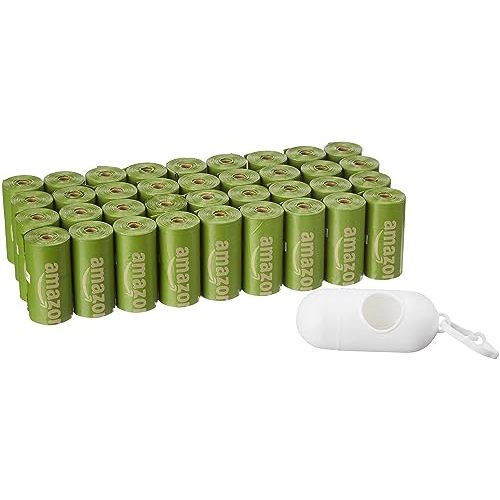 Amazon Basics Dog Poop Bags with Dispenser, 540 Count, Enhanced for Guaranteed Leakproof, Brazilian Mango Scented, Includes Leash Clip