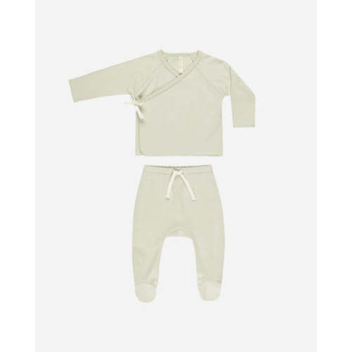 Wrap Top + Footed Pant Set || Mint