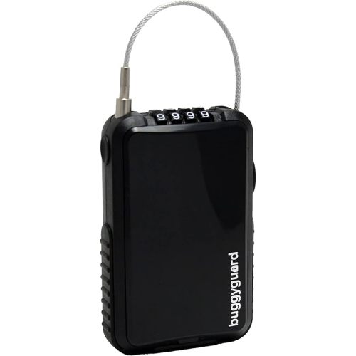 Buggygear Stroller Lock - Anti-Theft Retractable Combination Chain Cable Locks, Thin, Lightweight Safety Padlock for Essentials & Accessories - Strollers, Buggies, Skis, Bikes & Bicycles (Black)