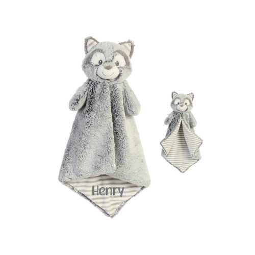 Personalized Raccoon Baby Lovey: Embroidered Security Blanket
