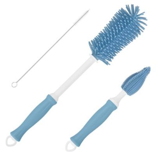 Unique Bargains 360 Rotation Straight Handle Silcone Bottle Cleaning Brush 1 Set