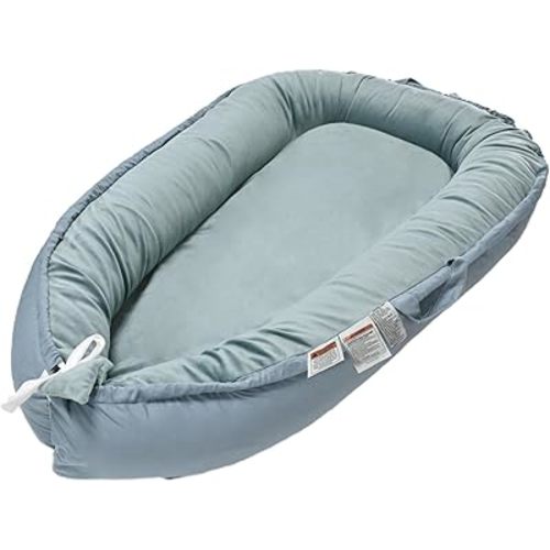 Baby Nest Lounger, Newborn Lounger for 0-24 Months, 100% Cotton Soft Adjustable Infant Lounger Baby Floor Seat for Travel, Co Sleeper for Girls Boys in Bed(Green)