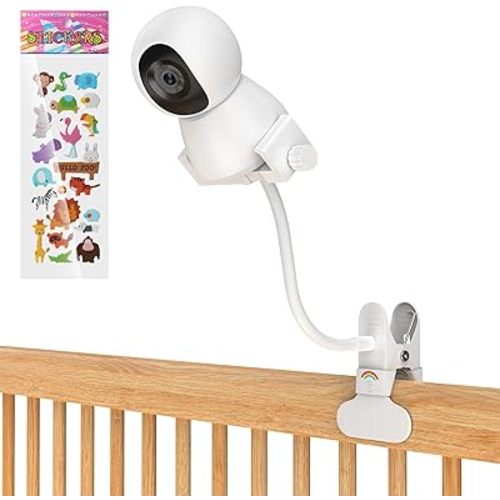 Baby Monitor Mount - Universal Adjustable Monitor Flex Stand for Hello Baby, Nanit Pro, Infant Optics, VTech & Most Baby Monitors - Detachable Arm Camera Clip Mount with Cute Stickers for Crib