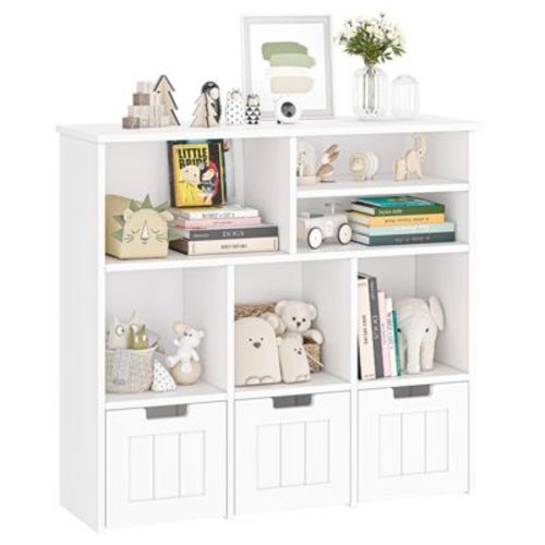 Toy Storage Organizer Kids Bookcase with 3 Movable Drawers Toy Storage Cabinet
