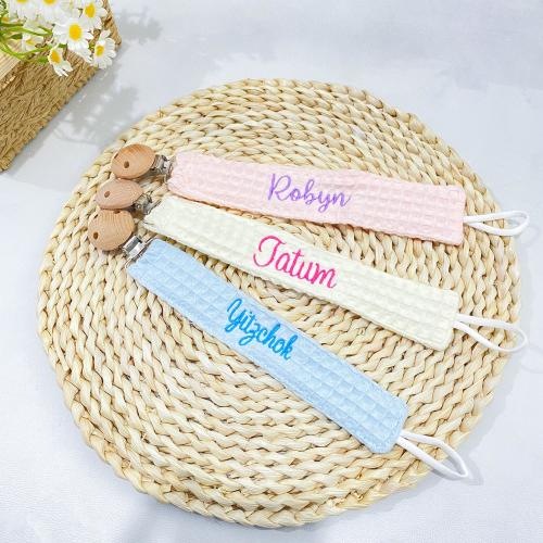 Personalized Soft Pacifier Holder, Custom Name Embroidered Paci Clip, Sweet Baby Gift for Boy & Girl