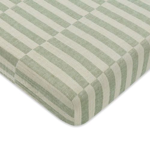 Babyletto Muslin Mini Crib Sheet, GOTS Certified Organic Cotton - Moss Stripe