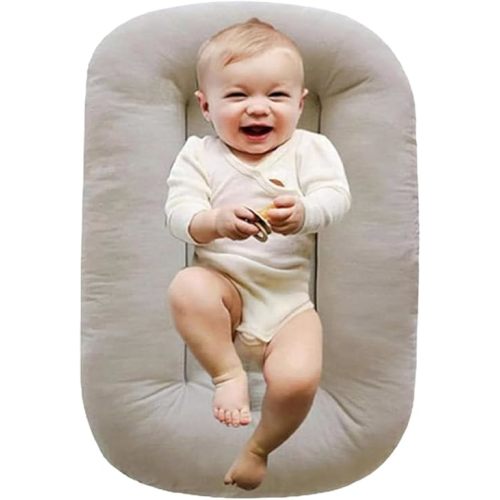 Baby Lounger, Baby Lounger Nest for Newborn, Bionic Design Baby Lounger, Soft Organic Cotton Breathable Lounger (Grey)