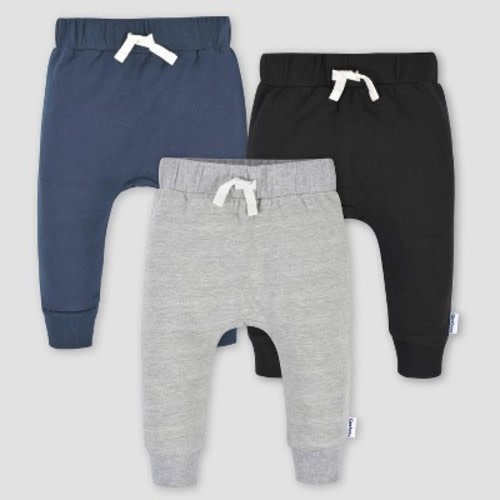 Gerber Baby 3pk Jogger Pants, Color: Heathered Gray, Size: 0-3M