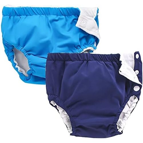 Swim Diapers Baby Reusable 2 Pack,Washable Pants for 0-3 Years Boys Girls Swimming Lesson shower Gifts