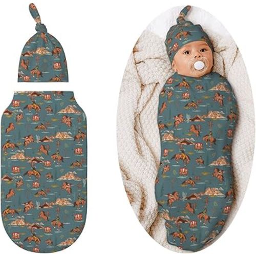 Western Cowboy Swaddle Blankets Newborn Receiving Blanket Baby Swaddle Wrap Soft Sleeping Sack for Baby Girls Boys