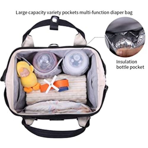 Mini Breast Pump Bag - Lunch Bag Black Breast Pump Backpack with USB Charger Port and Cooler Pocket for Work Mom and Best Baby Shower Gifts (NO Include ICE Pack)