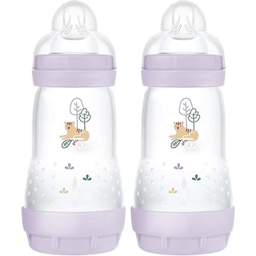 MAM Easy Start Anti-Colic Baby Bottle 9 oz, Medium Flow, Breastfeeding-Like Silicone Nipple Bottle, Reduces Colic, Gas, & Reflux, Easy-to-Clean, BPA-Free, Vented Baby Bottles for Newborns, 2+ Months