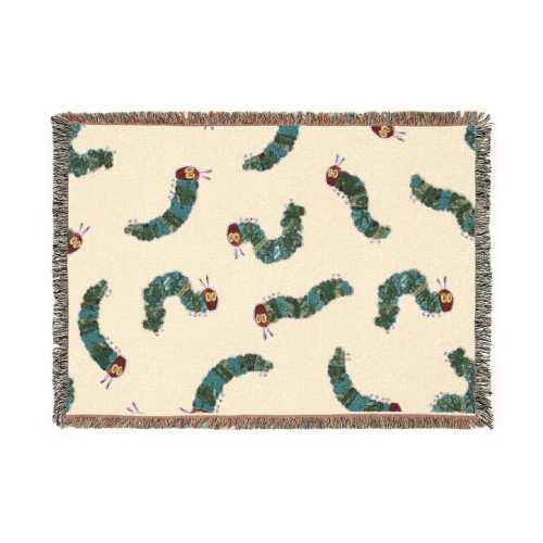 Woven Blanket, The Very Hungry Caterpillar Inspired Nursery Decor, Kids Room Throw, Baby Gift, Teen Tween Room Decor, Adult Home Accent
