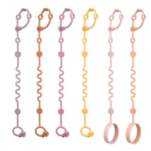 Toy Straps for Baby, 5pcs Adjustable Toy Holder for Stroller Accessories, Silicone Tether Pacifier Clip, No Throw Travel Essential Leash for High Chair, Car Seat (5-Pack)
