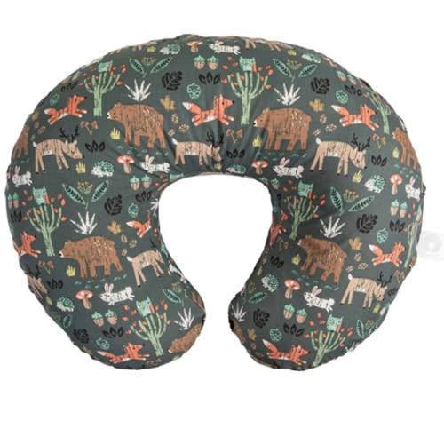 Boppy Original Nursing Pillow, Green Forest Animals, Ergonomic Nursing Essentials for Bottle and Breastfeeding, Firm Fiber Fill, with Removable Pillow Cover, Machine Washable