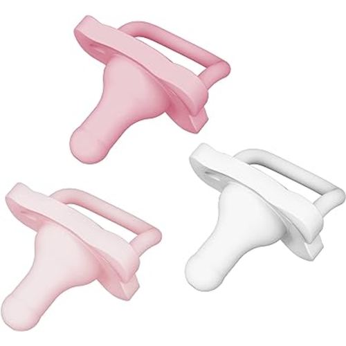 Dr. Brown's HappyPaci 100% Silicone Baby Pacifier, Contoured One-Piece Design, White, Pink, Light Pink, 0-6m, BPA-Free, 3 Pack