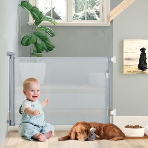 Hawsaiy Retractable Baby Safety Gate for Baby and Pet Extends to 71" Wide 35" Tall Child Safety Gate Mesh Gate for Stairs, Doorways,Hallways