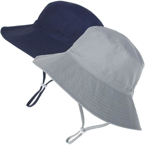 MaxNova Baby Sun Hat Toddler Summer UPF 50+ Baby Girl Bucket Hat Wide Brim Beach Hats for Baby Boys2pack