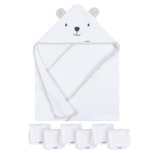 Gerber Baby Boy or Girl Unisex Hooded Towel and Washcloths Gift Set