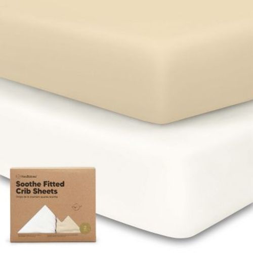 Keababies 2pk Soothe Fitted Crib Sheets Neutral, Organic Baby Crib Sheets, Fits Standard Nursery Baby Mattress