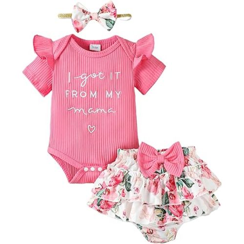 Mioglrie Newborn Infant Baby Girl Clothes Romper Shorts Set Floral Summer Outfits Cute Baby Clothes Girl