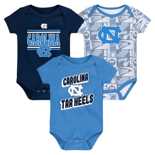 Newborn Carolina Blue North Carolina Tar Heels Sunday Comics 3-Pack Bodysuit Set