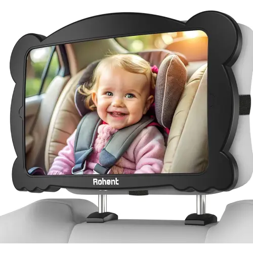 Shatterproof Baby Car Mirror for Backseat: Adjustable Car Seat Mirror for Baby Rear Facing Easy Install on Headrest - Stability Crystal Clear Wide View for Newborn Infants Toddlers