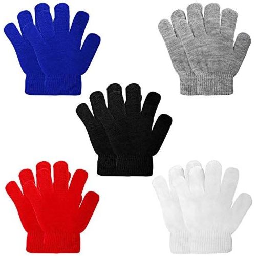 ONESING 3-24 Pairs Winter Knit Gloves for Kids - White Finger Gloves for Boys and Girls