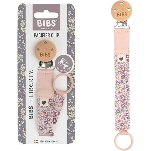 Bibs Baby Pacifier Clip Eloise 0+ Years | Organic Cotton | Nickel-Free Metal Clips | One Size | Made in Denmark | Eloise Blush