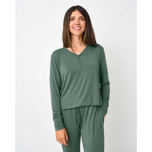 Grove Green Women's Long Sleeve Pajama Top | Little Sleepies
