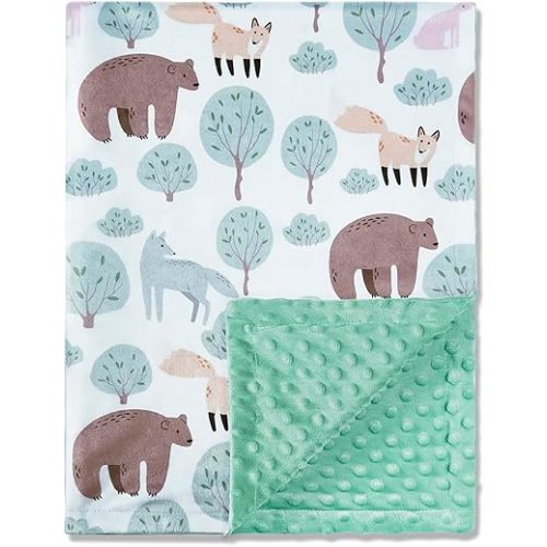 QSTEHEML Baby Blankets for Boys Neutral,Super Soft Nursery Minky Blanket Unisex, Baby Gifts Double Layer with Dotted Backing, Nursery Blanket for Crib Stroller(Bear, 30 * 40inch)