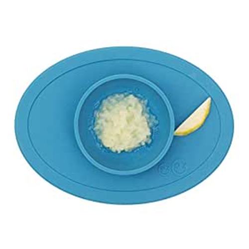 ezpz Tiny Bowl - 100% Silicone Suction Bowl with Built-in Placemat for First Foods + Baby Led Weaning - Fits on All Highchair Trays - 4 Months+ (Blue) : Baby