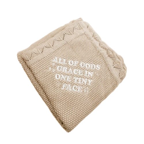 All of Gods Grace in One Tiny Face Tan Knit Blanket – OUR HOUSE ABOVE