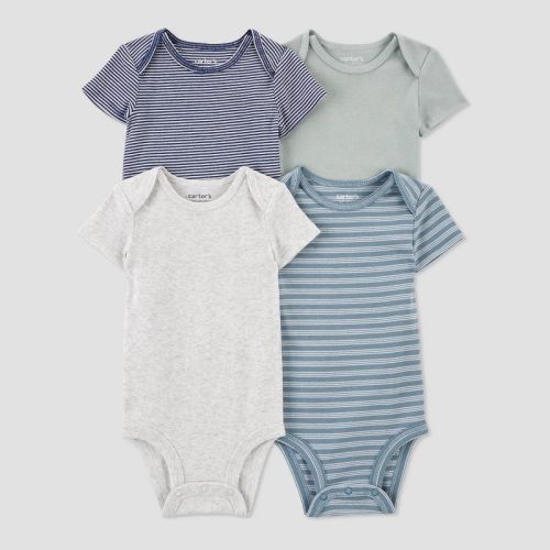 Carter's Just One You® Baby 4pk Basic Bodysuit - Gray/Green/Blue, Size: 3M