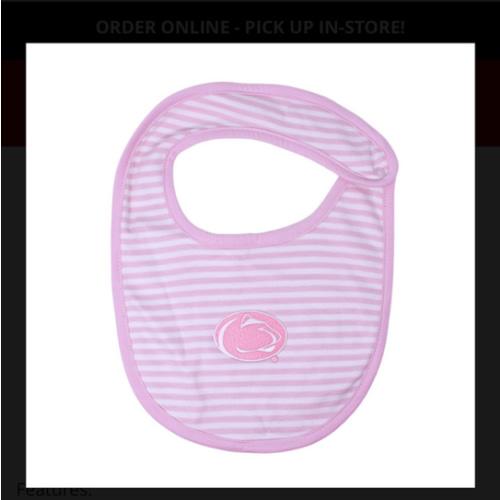 Penn State Pink Striped Baby Bib Nittany Lions (PSU)