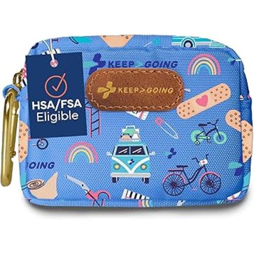 KeepGoing Small Travel First Aid Kit Kids – 60 Pc. Mini First Aid Kit for Purse, Diaper Bag, & Backpack with Latex-Free Bandages – 4 Oz., & 4.5 x 3.5 x 2 in, TSA-Approved