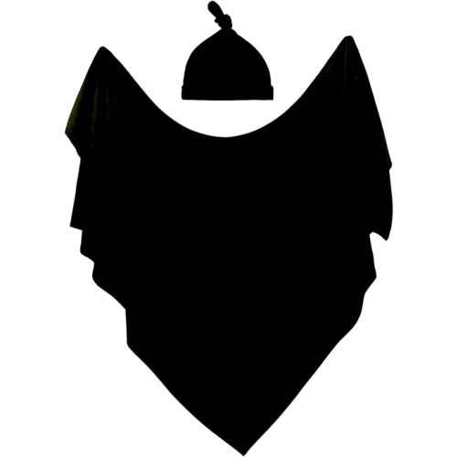 OWLOWLA Swaddle Blanket and Hat Set Newborn Swaddle Wrap Baby Receiving Blanket for Baby Boys Girls(Black)