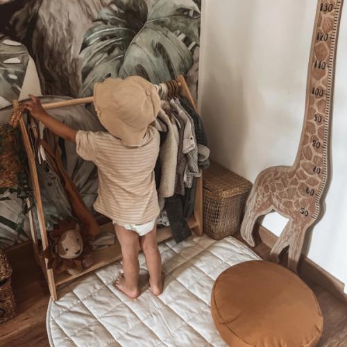 Montessori Wardrobe, KIds Clothing Rack, Wood Frame Rack Dress Up, Display Kids Wardrobe, Baby Clothes Storage, Child Size Furniture